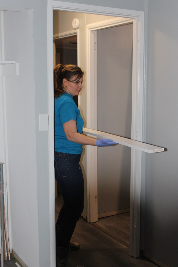 Carrying into the bedrooms to dry